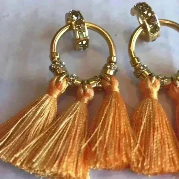 J Crew new Pave Rusted Tassel Earrings - Picture 6 of 8